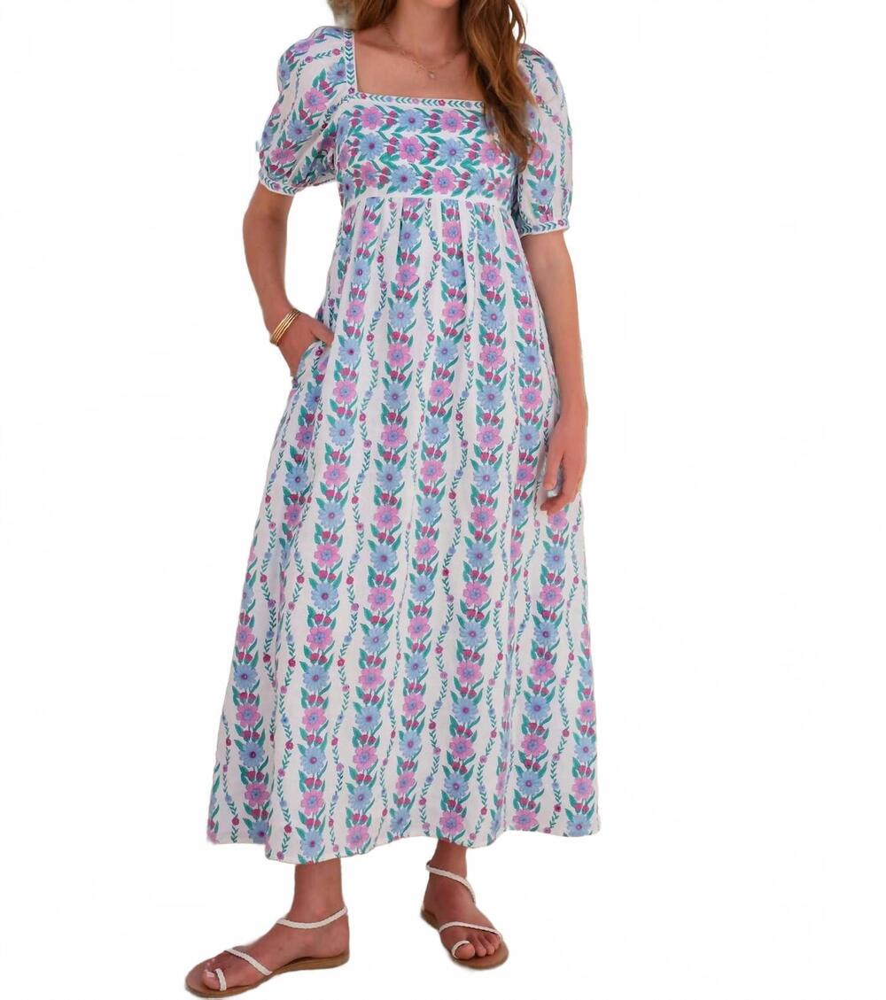 NEW PINK CITY PRINTS elizabeth midi dress in orchid border